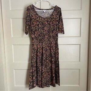 LuLaRoe Fit & Flare Geo Floral Pattern Dress Large